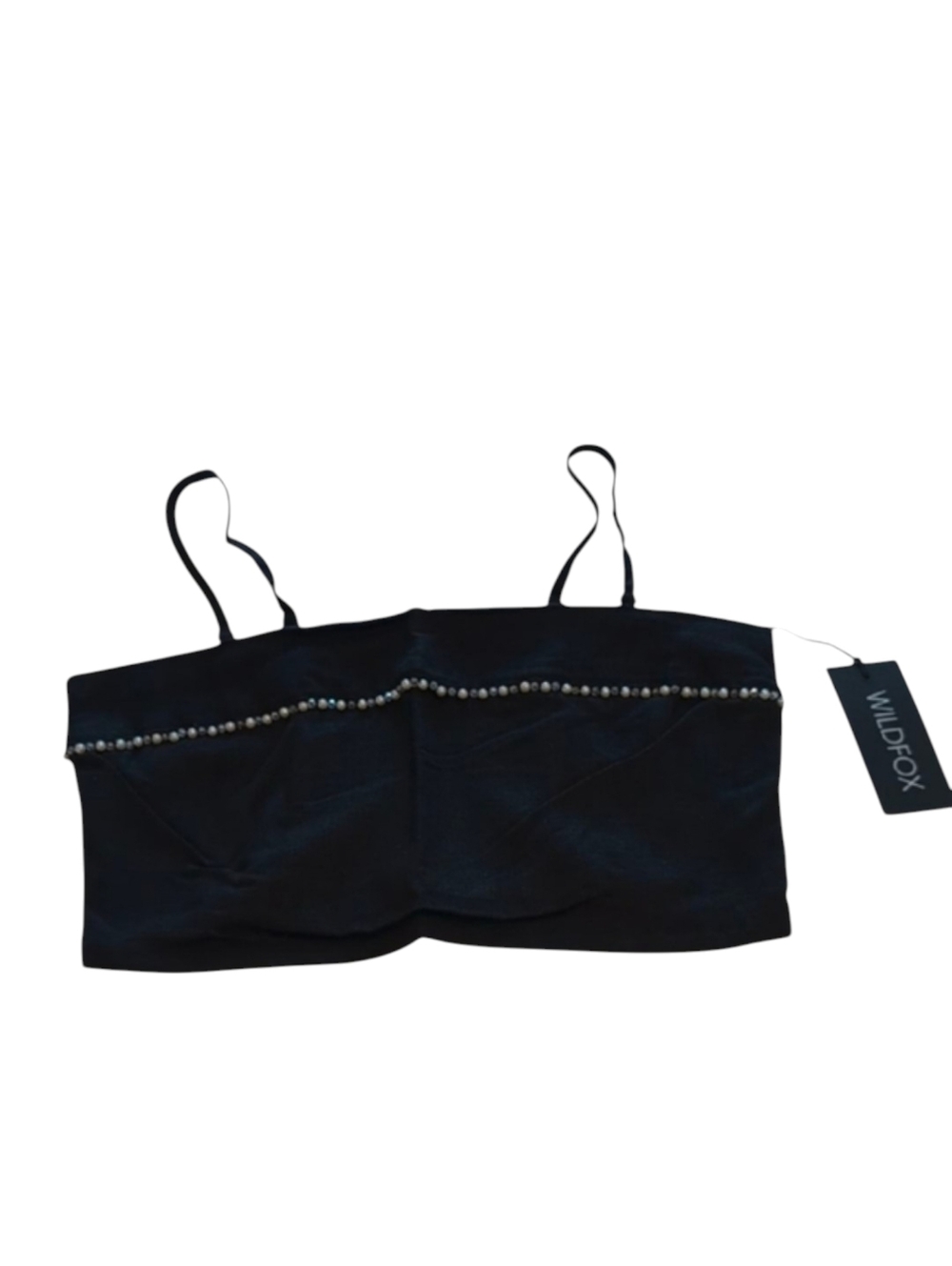 Wildfox Black Beauty Beaded Odessa Crop Top Linen Blend Size Large